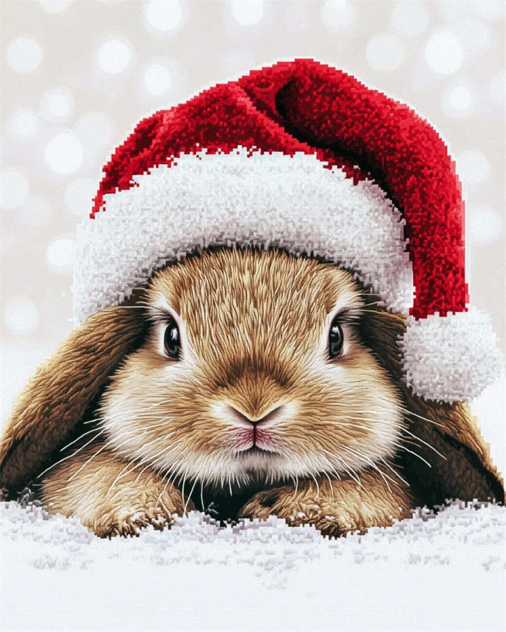AxiangziK Animal DIY Rug Making Kit Santa Hat and Bunny Latch Hook Rug Kits for Beginners DIY Needlework Crocheting Tapestry Kit Home Decor 20x15in