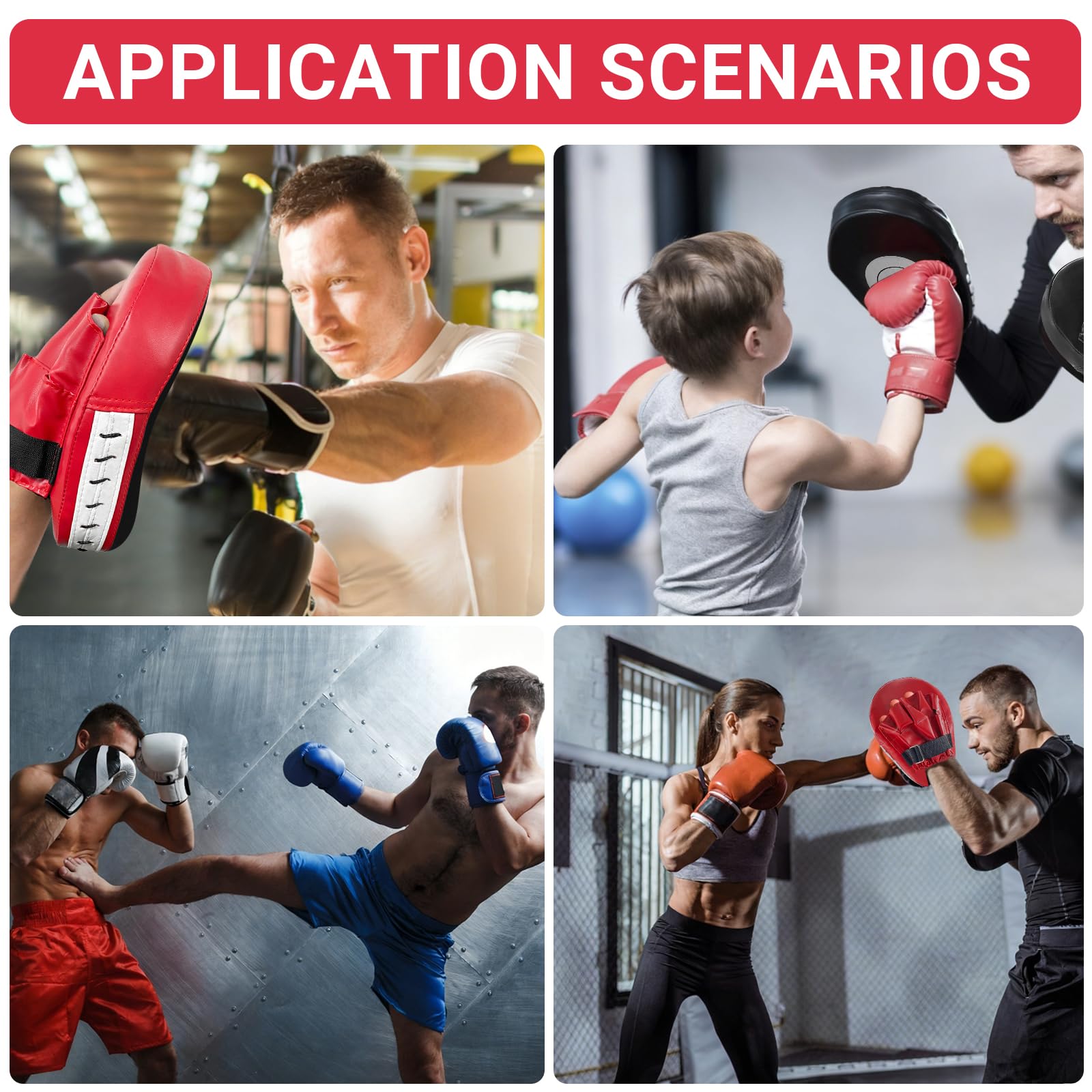 Manoplas Boxeo, Almohadillas Kickboxing Curvadas, Paos Muay Thai para Entrenamiento de Artes Marciales, Karate, Taekwondo, Ejercicios de Fitness
