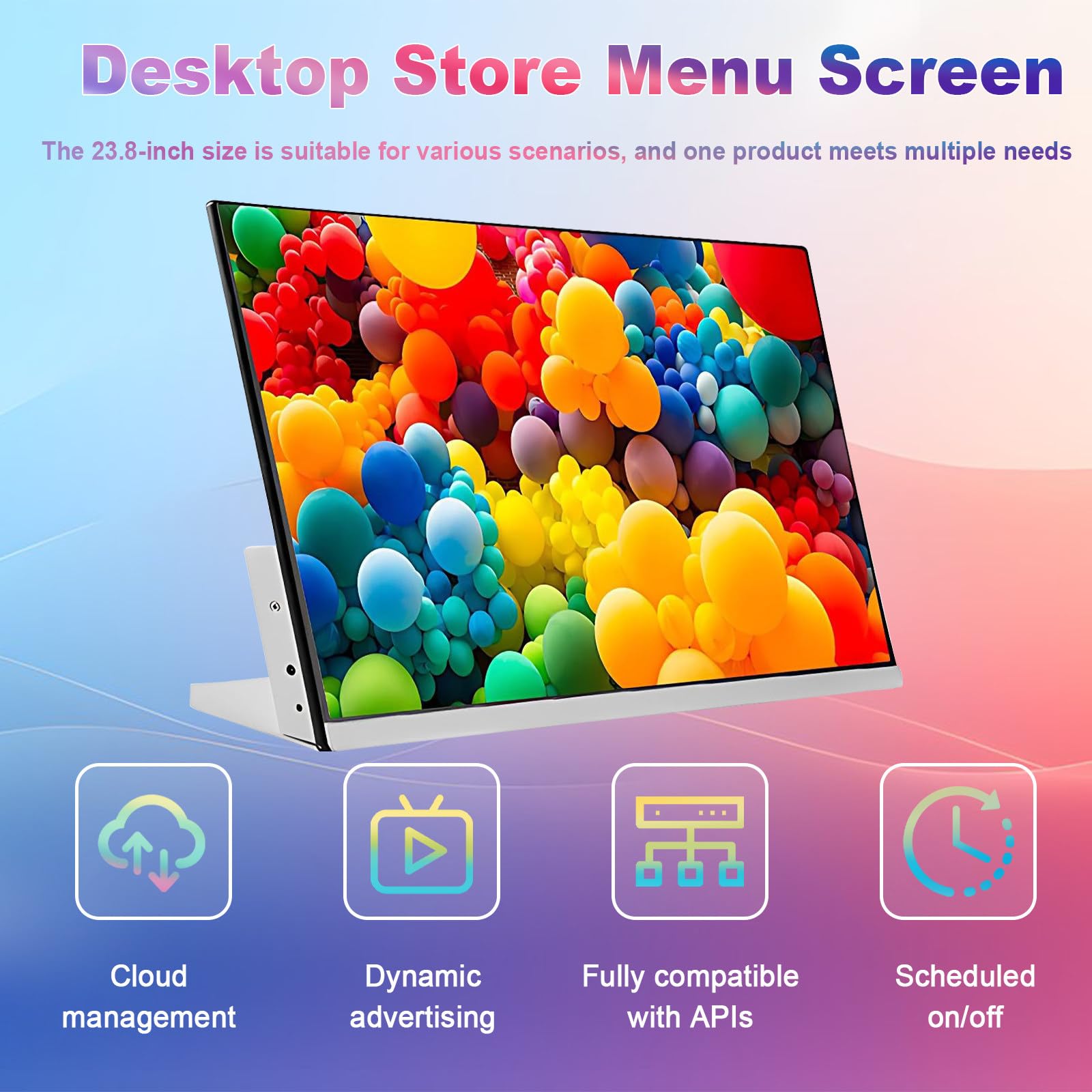Desktop Store Menu Schermata, Display ad Alta Luminosità, Risoluzione Full HD, Design Sottile
