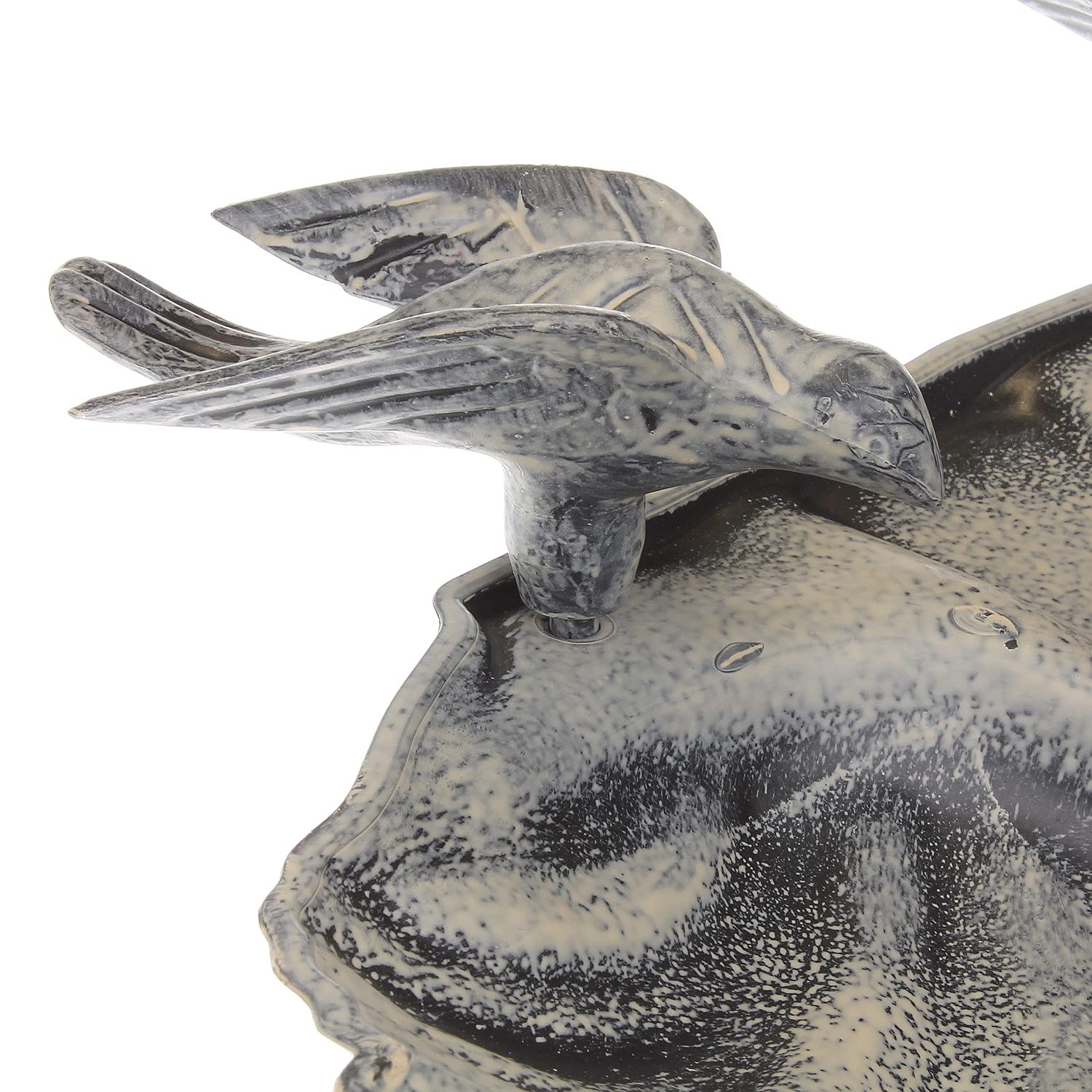 MACOSA NO55159 Vogeltränke Kunststoff Antikgrau 80 cm mit Dekovögel Vintage Vogelbad Grau Futterschale Vogelbecken Wasserbad Wildvogeltränke Landhausstil Trinkstation