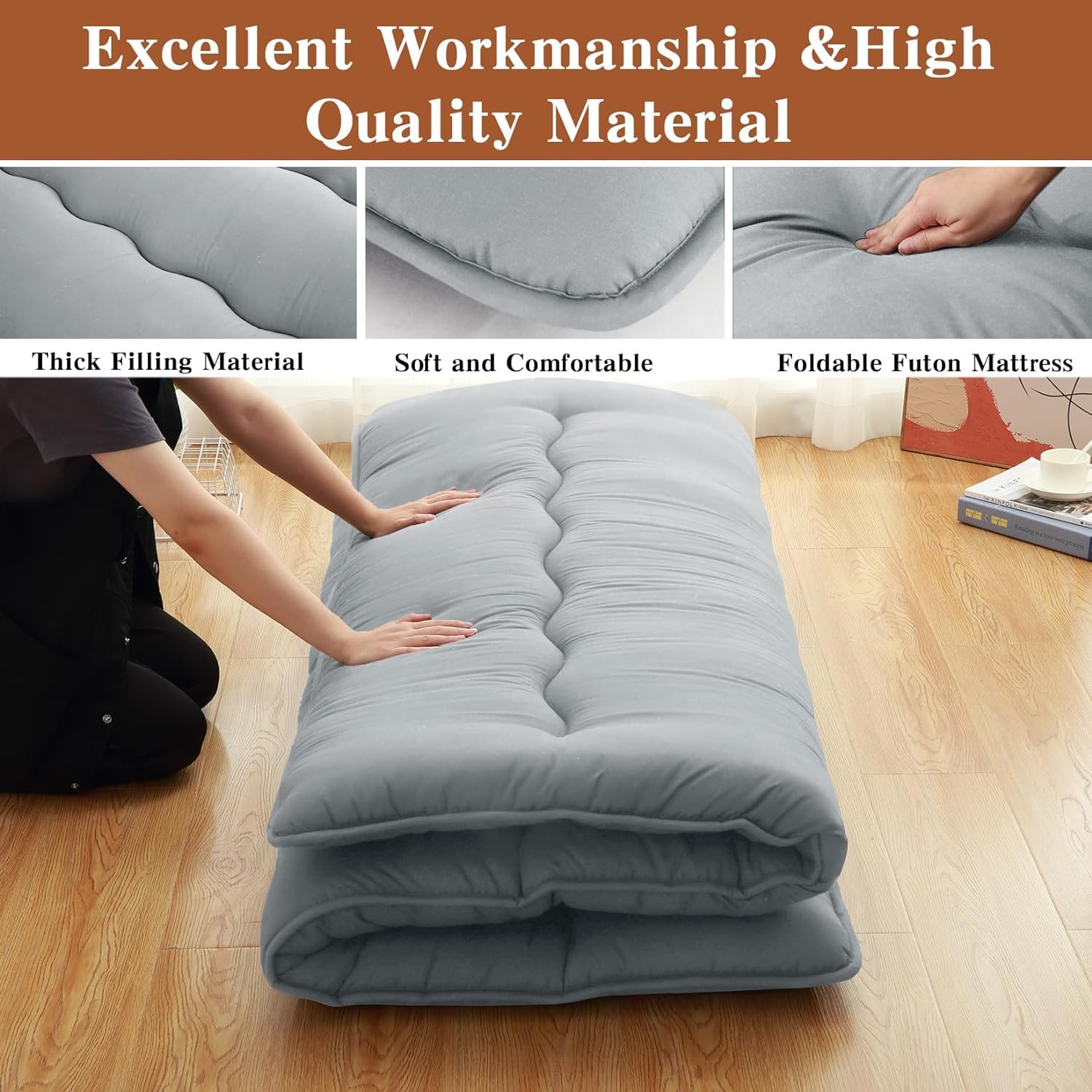 Japanse vloermatras, Futon Matras Oprollen Draagbare Opvouwbare Tatami Mat for Sofa Ligstoel Bank Gast Slaapzaal Yoga Slaap Nap Meditatie(D,150 * 200cm