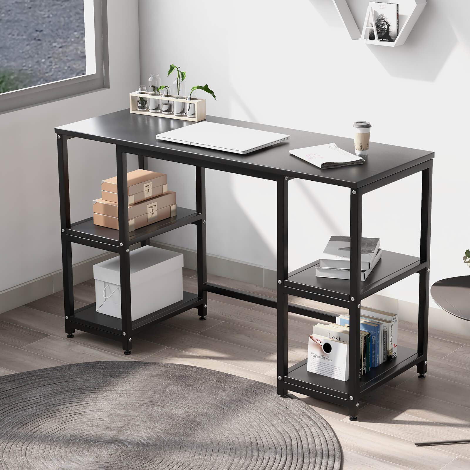 Buy Tower Computer Desk with Shelves 47.6 inch Study Desk with