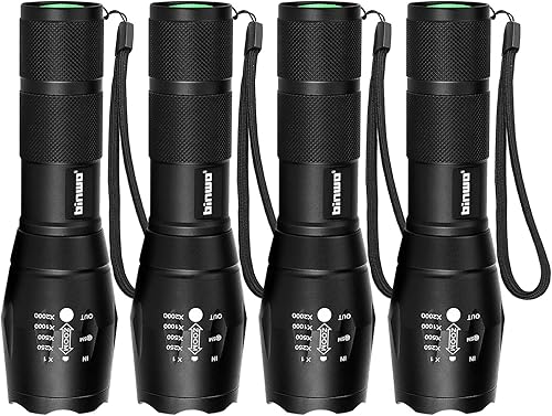 Binwo - Linterna táctica LED, superbrillante, 2000 lúmenes, XML, T6, LED, portátil, resistente al agua, linterna con 5 modos de luz, 2 unidades