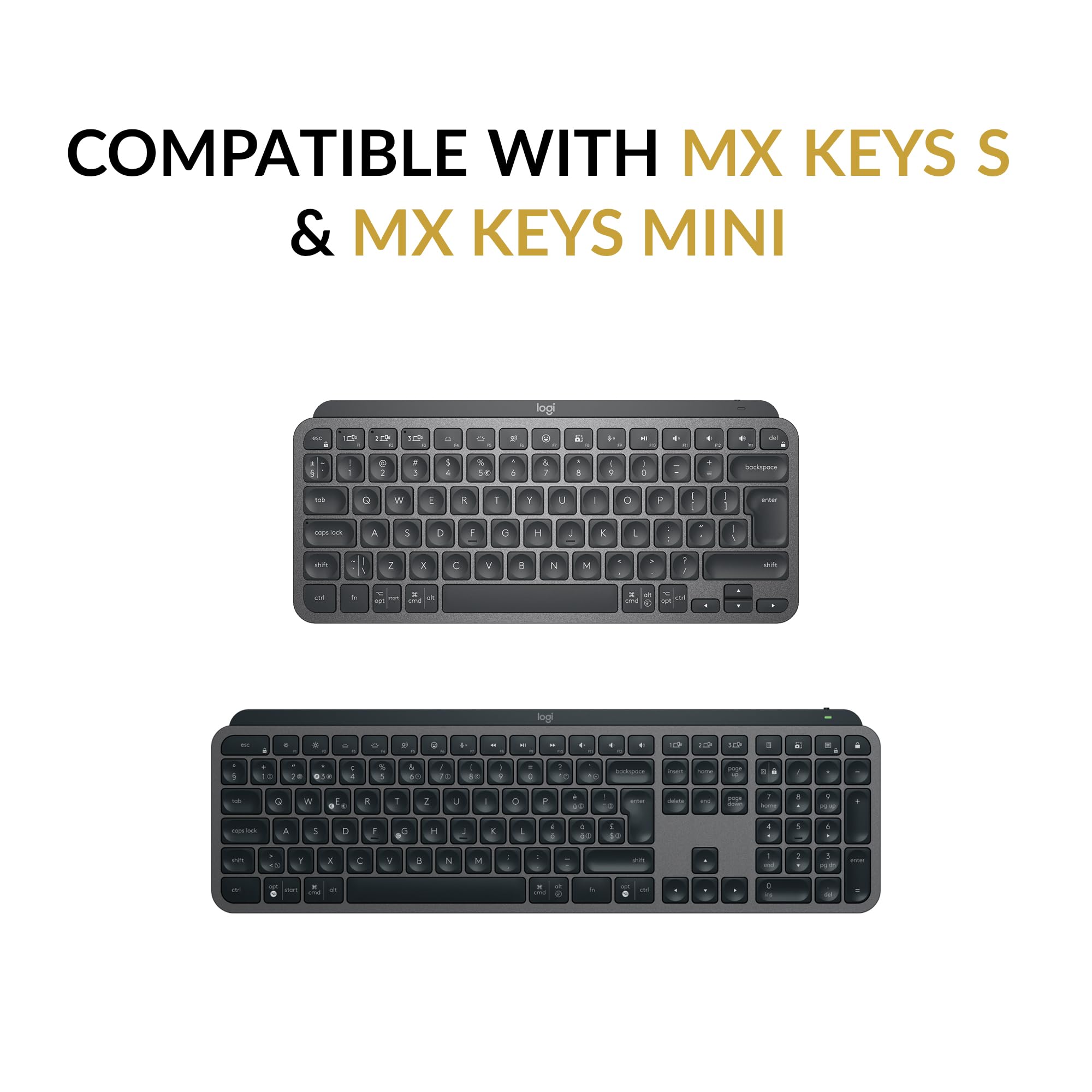 Ergonomic Keyboard Stand for Logitech MX Keys S & Mini – 3D Printed Tilt Riser (2-Pack) – Better Posture, Anti-Slip, Black