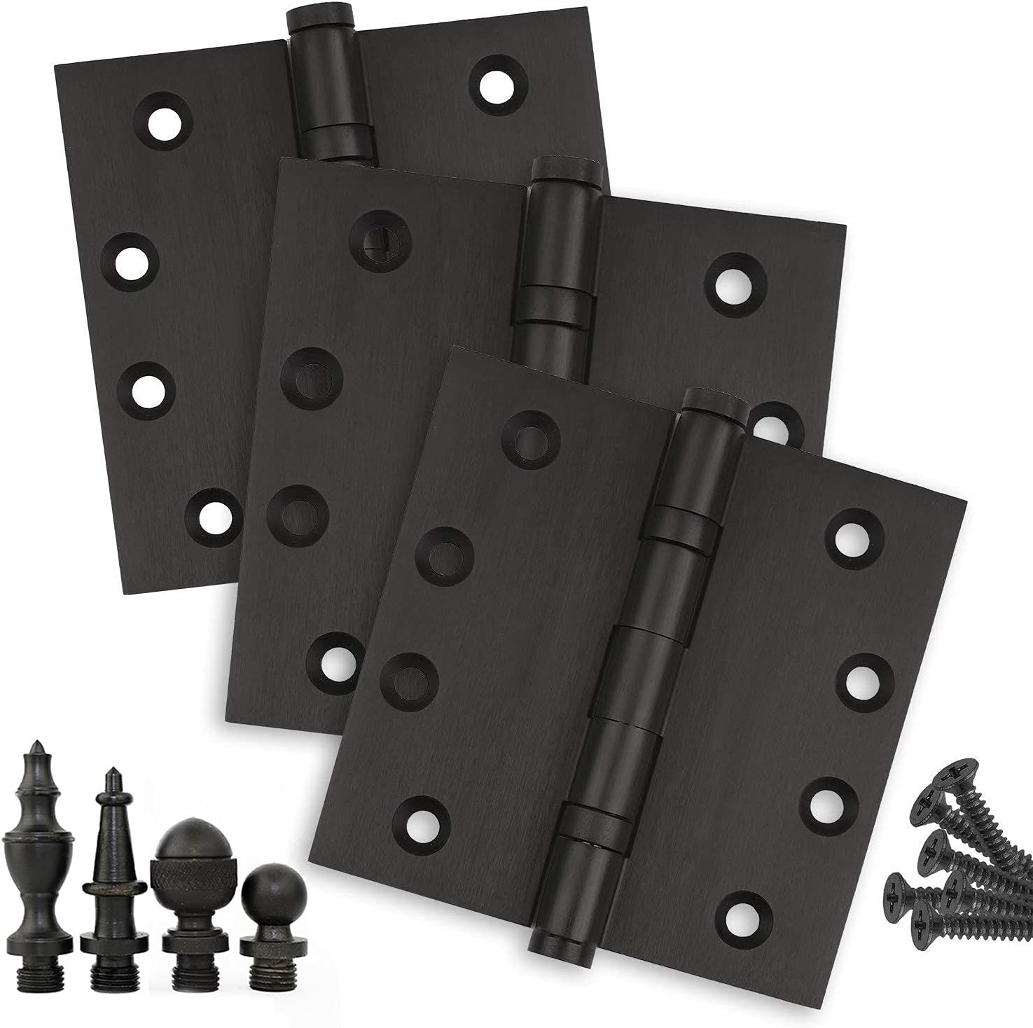 3 Pack-Door Hinges 4 x 4 Solid Brass Ball Bearing Oil Rubbed Bronze w/Tips