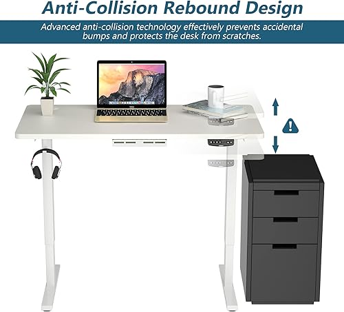 Miniatura 9 de Tangkula Escritorio eléctrico de pie con motor doble, 48 x 24 pulgadas, altura ajustable, estación de trabajo para computadora con controlador de