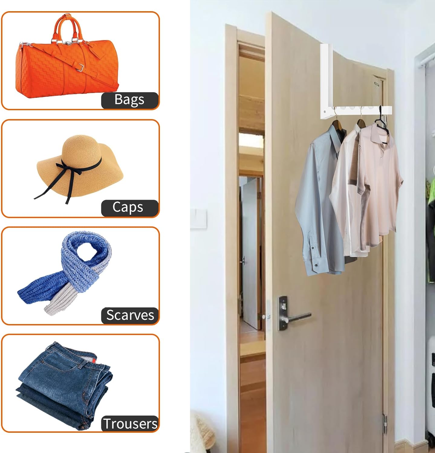 Folding Clothes Drying Rack for Indoor Laundry Room,2 Pack Over The Door Hanger with 6 Groves,Foldable Portable Clothing Hanger Hook Collapsible