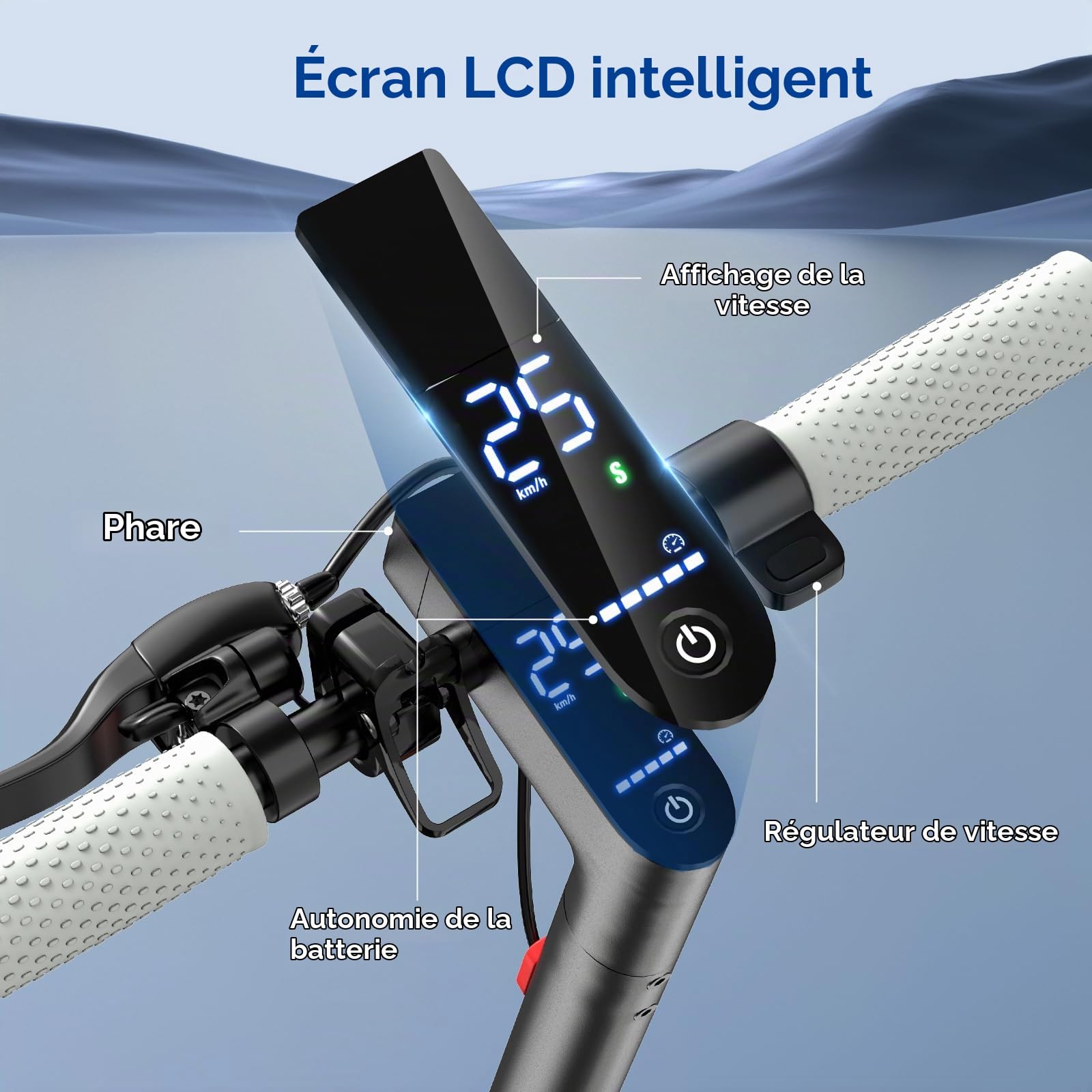 Scooter Électrique Pliable pour Adultes, 500W Moteur, 36KM Longue Autonomie, Vitesse Max 25KM/H, Pneus 8.5" Anticrevaison, Double Éclairage et Double Système de Freinage, Charge Maximale120kg
