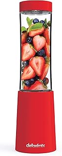 DETOXIMIX MINI Blender ultra compact 150 W - 2 bouteilles de transport plastique SANS BPA 280ml et livret de recettes smoothie inclus (RED CHERRY))