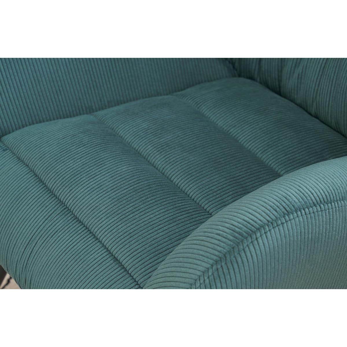 Miliboo Fauteuil et Repose-Pieds Design en Tissu Velours côtelé Vert et métal Noir Zoe
