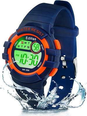 Edillas Kids Watches Digital Girls Boys, 7 Colors Light Wrist Watch for Child Waterproof Sport Outdoor Multifunctional Wristwatches with Stopwatch/Alarm for Ages 4-15