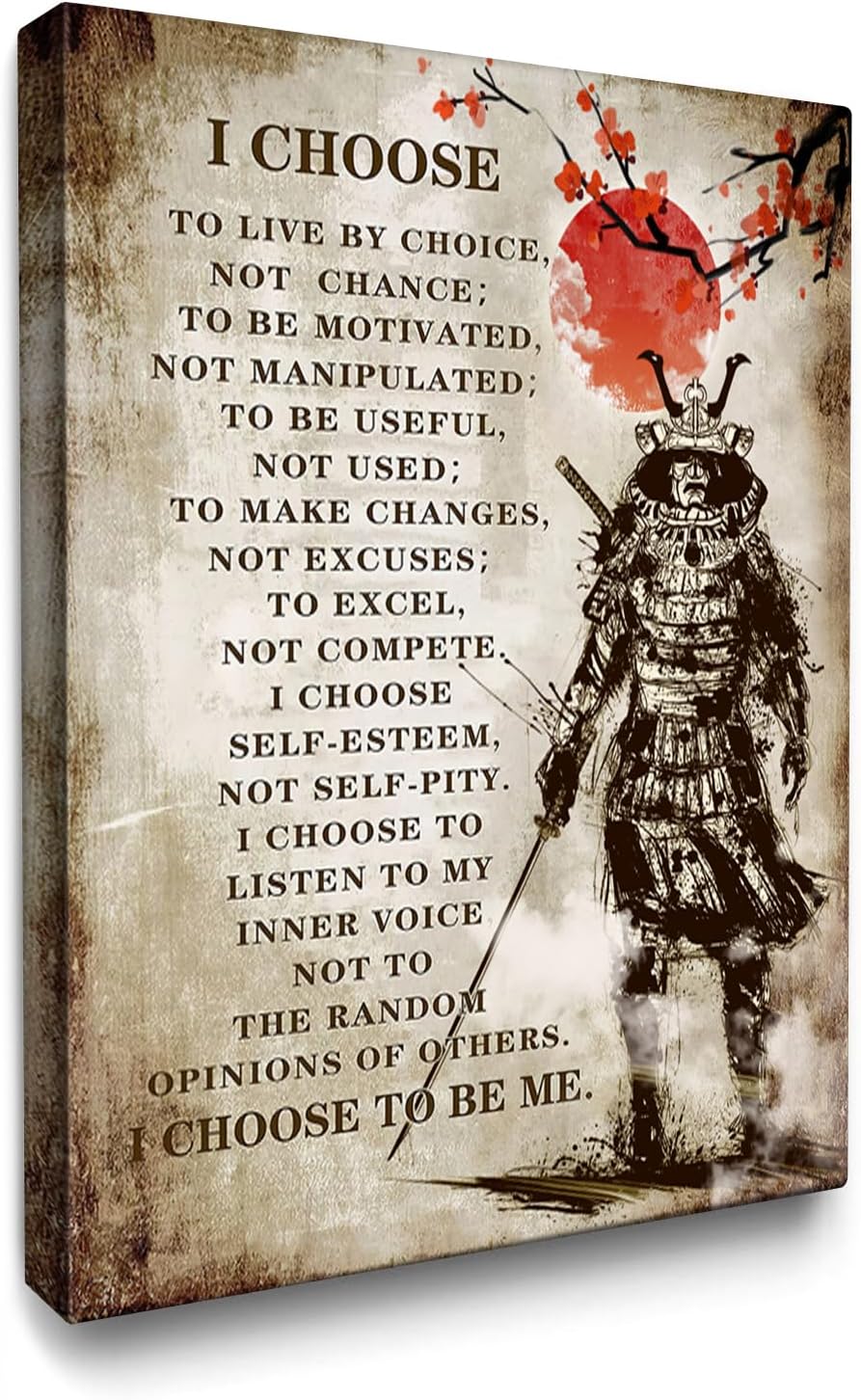Luslya Japanese Samurai Wall Art Motivational Samurai