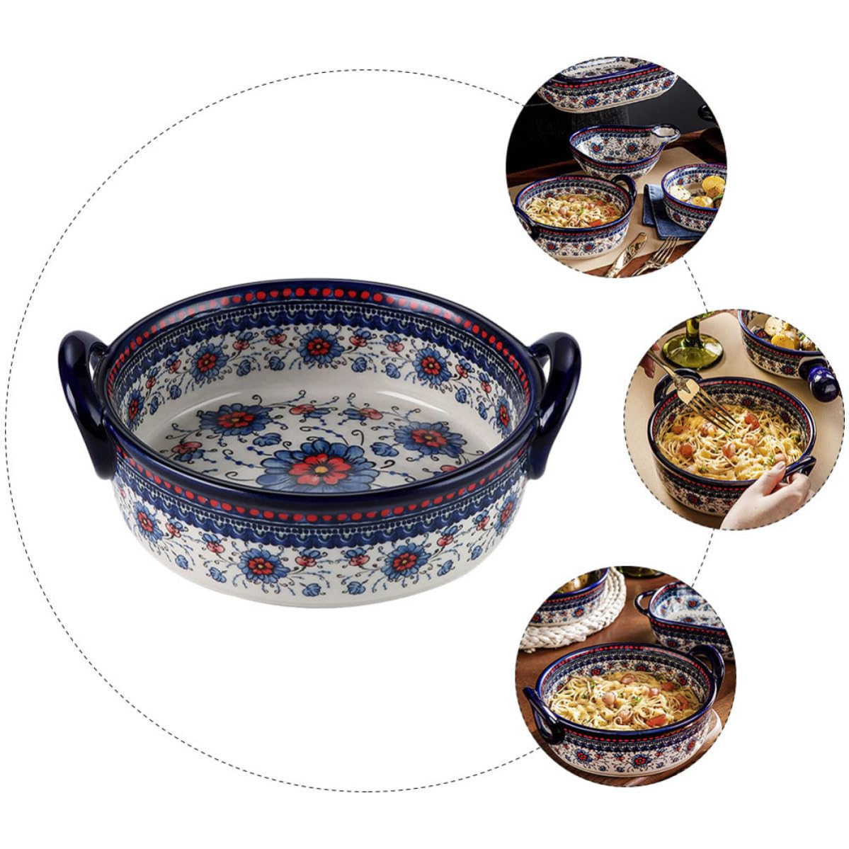 DOITOOL Keramik Backform mit Zwei Griffen 950ml Elegante Leicht zu Reinigende und Fleckenresistente Auflaufform für Küche und Haushalt