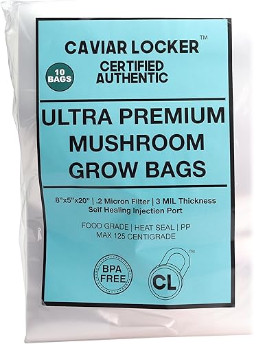 Bolsas de cultivo de hongos prémium con puerto de inyección, grosor de 8 x 5 x 20 pulgadas, bolsas de cultivo transpirables y autoclavables con