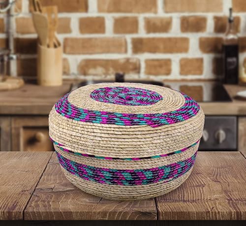 FESTMEX 2-Pack Handwoven Mexican Tortilla Basket with Lid