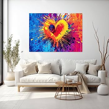Amazon.co.jp: SHYAMIC 抽象的なカラフルな絵画, 抽象的な心