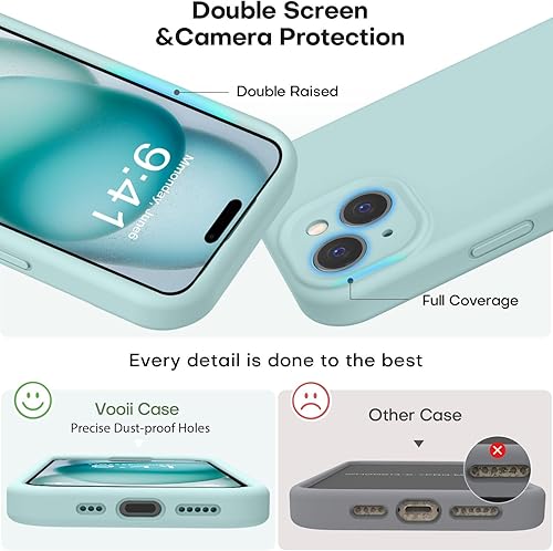 Miniatura 3 de Vooii Compatible con iPhone 15, silicona líquida Defender mejorada, protección mejorada de la cámara, forro de microfibra antiarañazos suave, funda