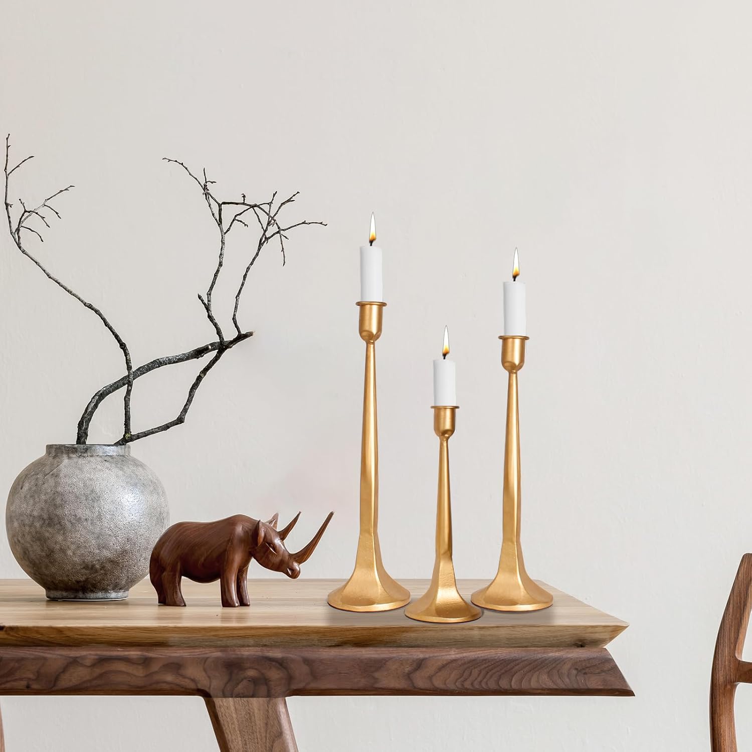 Candlestick Holders Set of 3, Iron Taper Candle Holder Set, Decorative Tall Candle Stand Fits 3/4 inch Thick Candles for Wedding, Dining Table, Party Decoration - Image 8