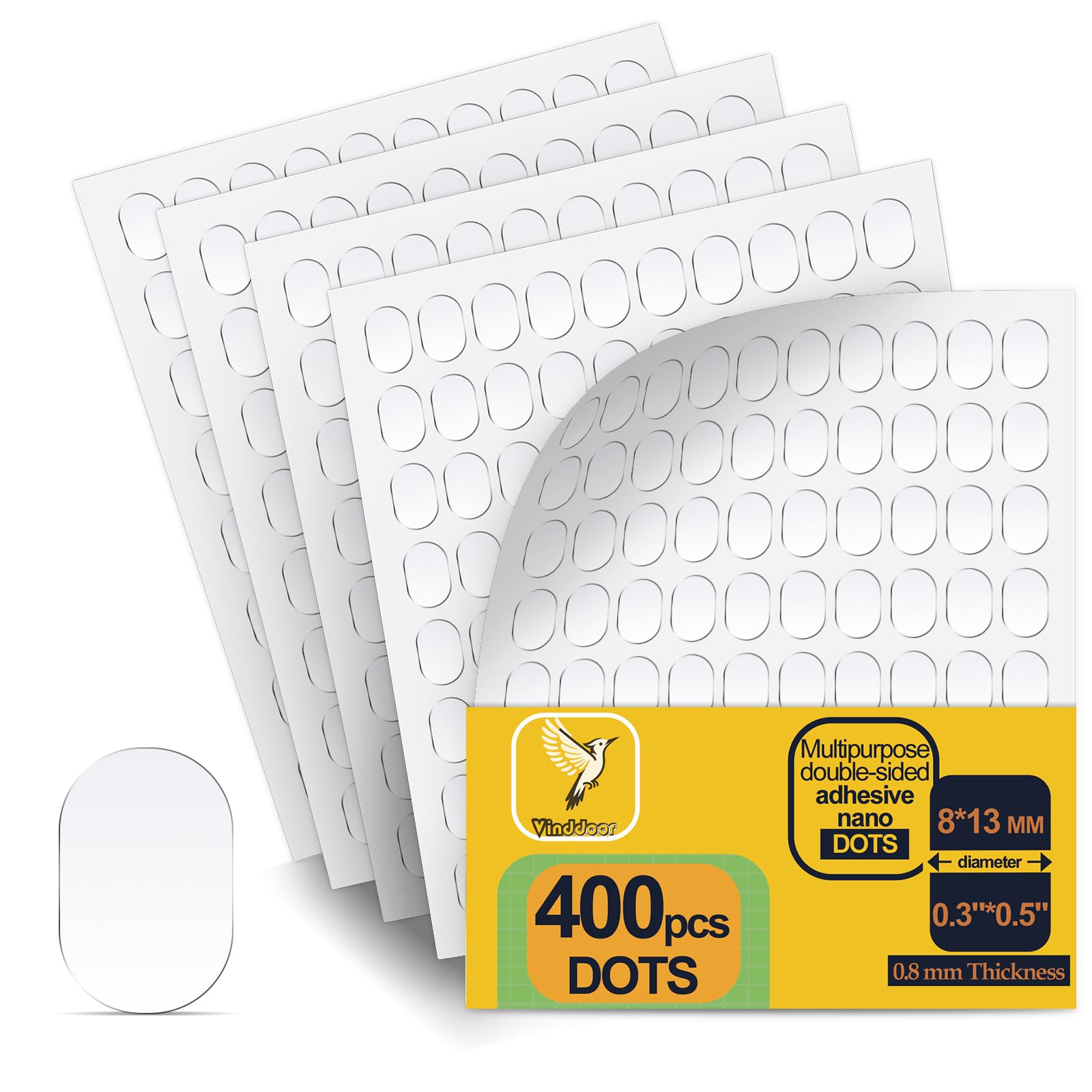 400 Pcs Glue dots Double Sided Removable -(0.51" X 0.31"), No-Residue Double-Sided Sticky Putty for Decorations, Waterproof