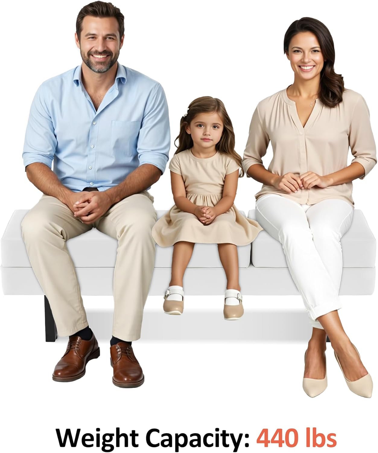 BarberPub Waiting Room Chairs, Heavy Duty Office Guest Reception Bench, Faux Leather Upholstered Lobby Chairs for Salon, Conference Room 7008 (Cream White)