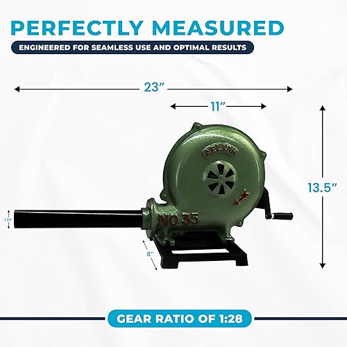 Miniatura 2 de SIMOND STORE Soplador de forja de herrería de manivela, carcasa de aluminio fundido de 11 pulgadas, soplador manual resistente para herrero,