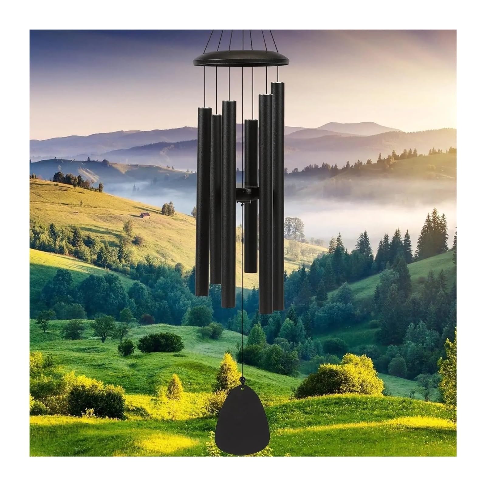 26 Inch Outdoor Wind Chimes Create An Atmosphere For Decoration Of Gardens Front Porch And Balconies for Indoor and Outdoor(Black)