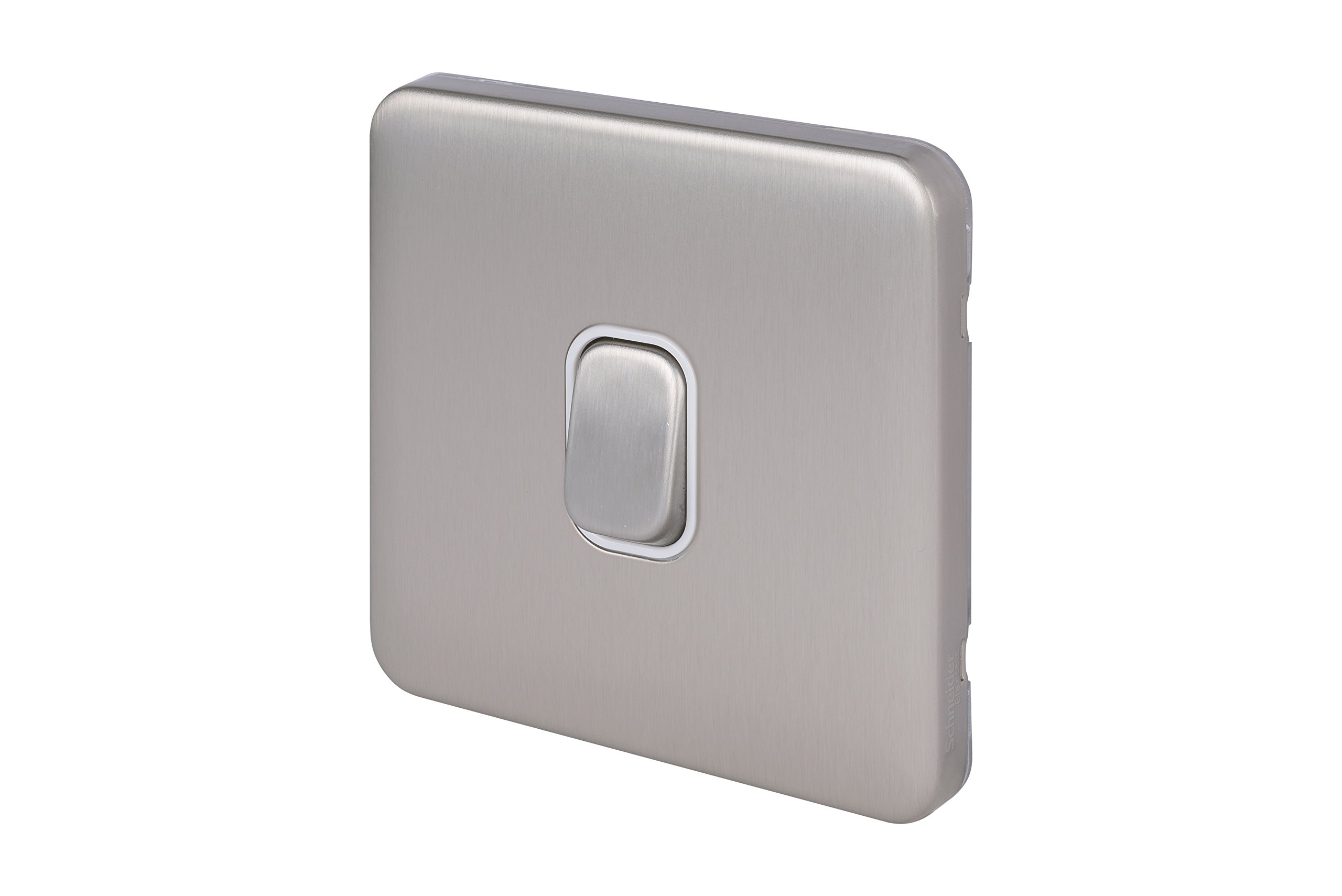 Schneider Electric Lisse GGBL5010BPC Schalterdose – Schraubenlos, Poliertes Chrom Mit Schwarzem Einsatz, 13A, Einzeln Gesichert