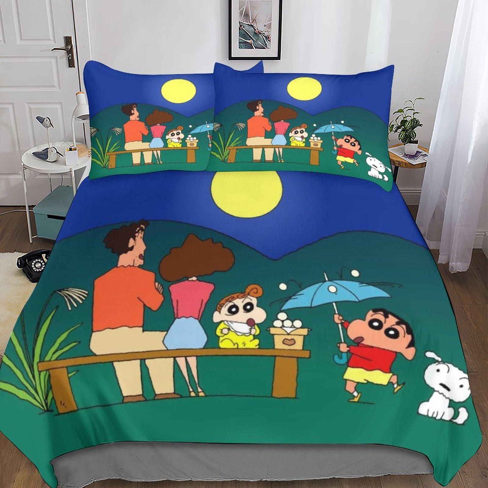Housse de couette Crayon Shin-chan zippée anti-plis en microfibre