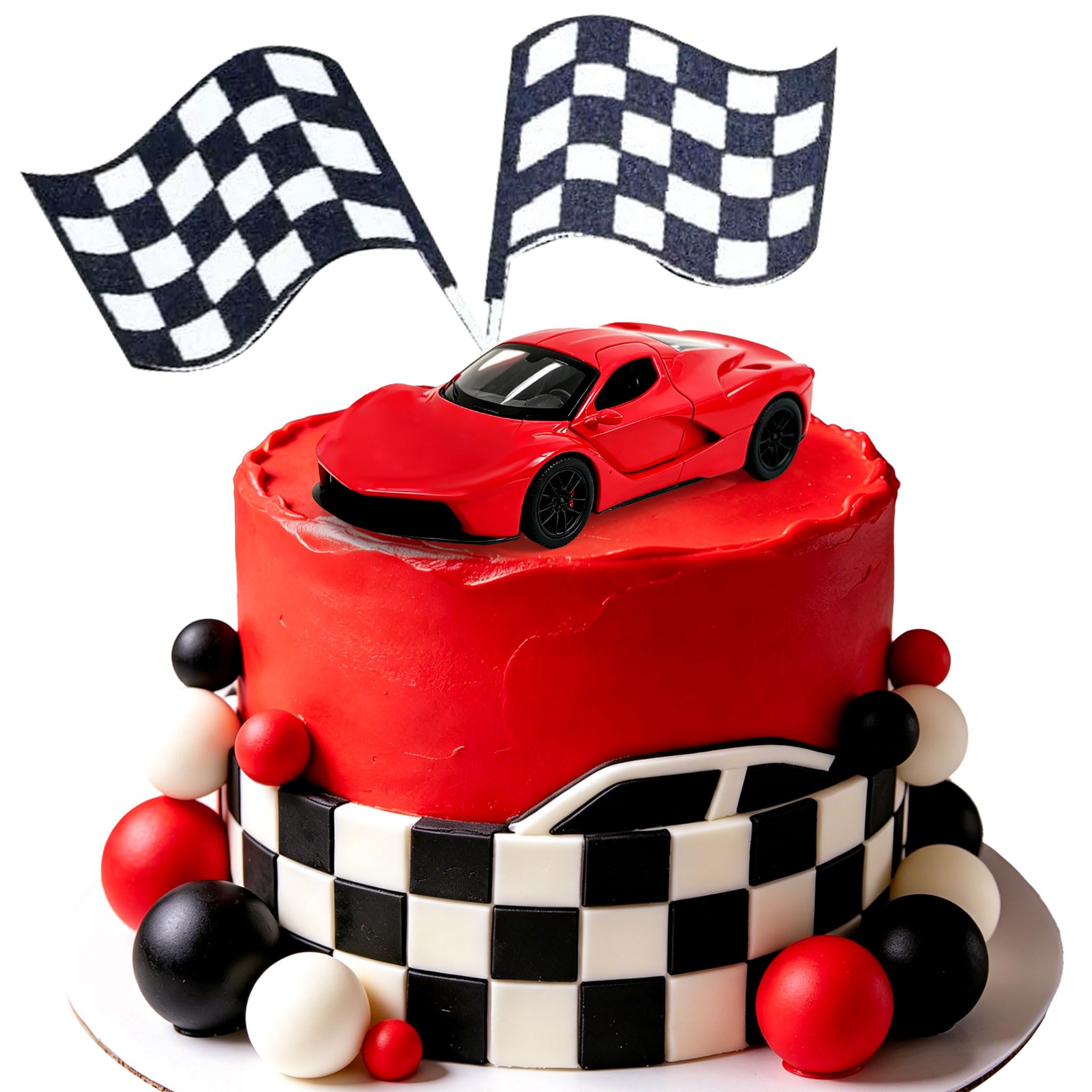 Sports Car Cake Decorations Checkered Flag Two Fast Birthday Decor Fast One Three Four Speed Birthday Decorations