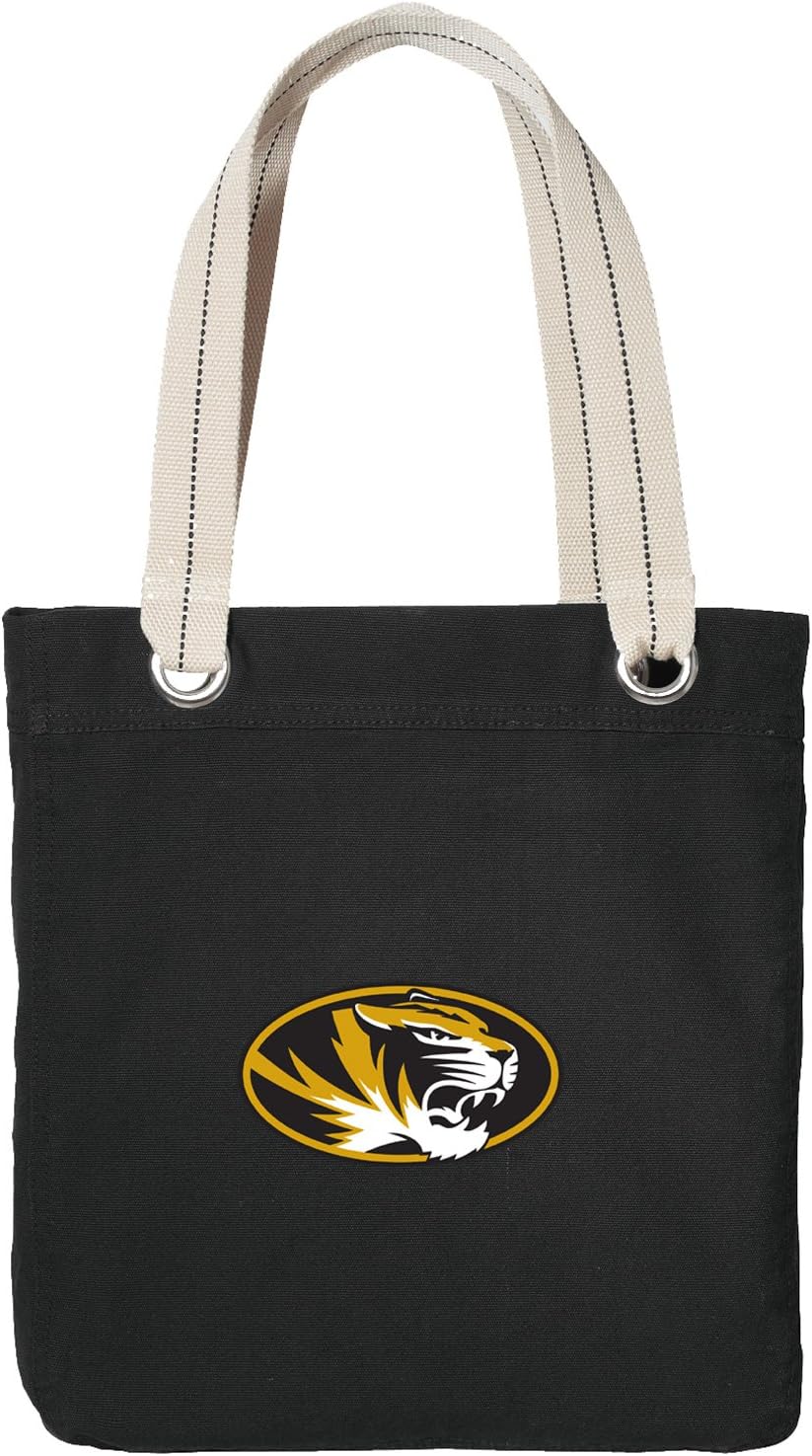Broad Bay University of Missouri Tote Bag RICH COTTON CANVAS Mizzou Bags Black