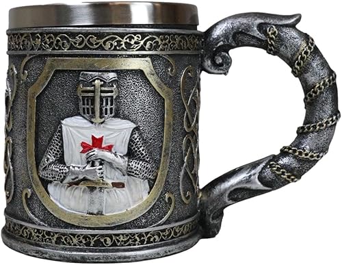 Miniatura 2 de Ebros Gift Scroll Patterned Coat Of Arms Medieval Templar Crusader Knight Tankard Mug 15oz Suit of Armor Knights Of The Cross Heraldry Beer Stein