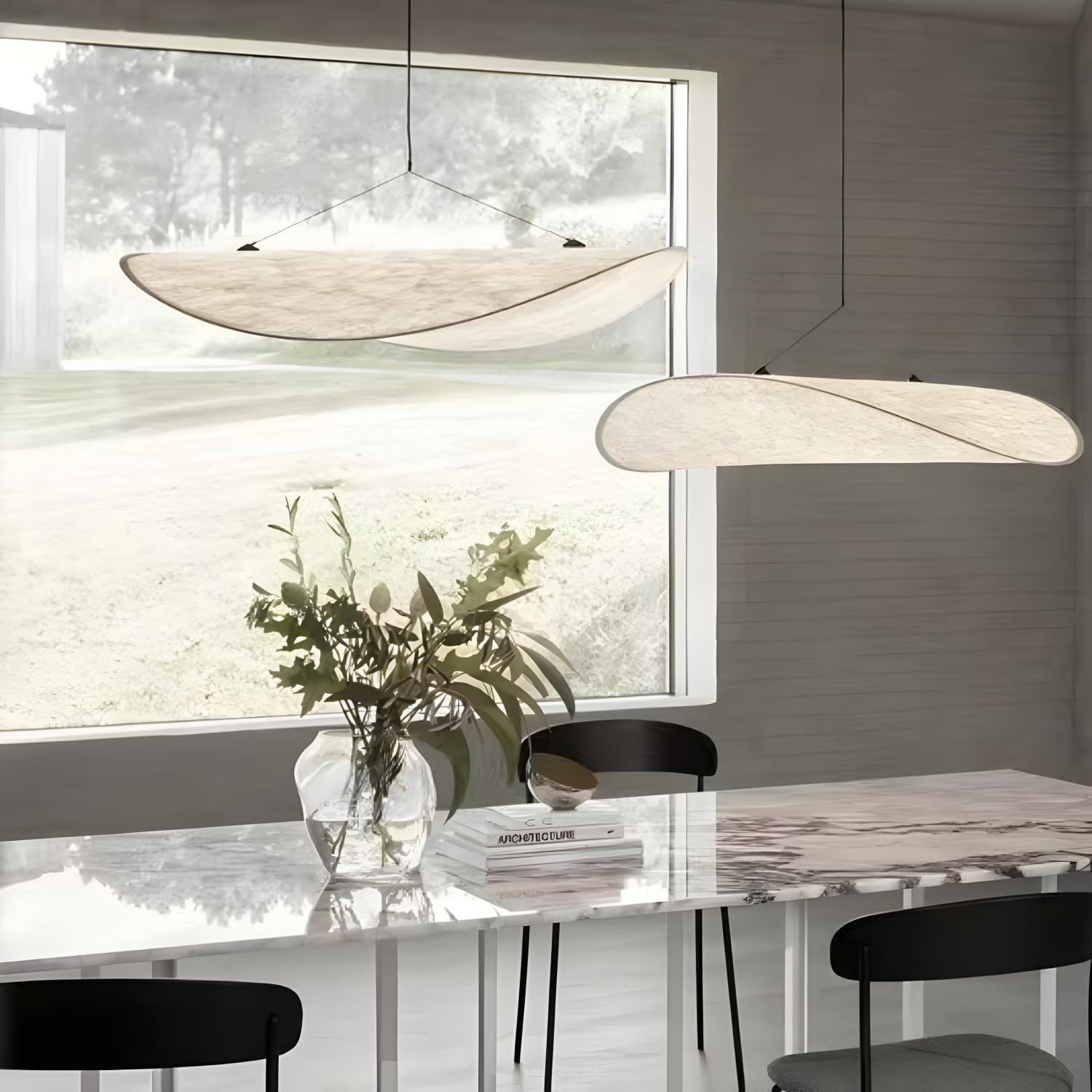 BOFEA-Modern Silk Hanging Pendant Light,Large White Light Fixture,Japanese Style Adjustable Height Pendant Ceiling Lights,Wabi Sabi Deco Hanging Light for Living Room Kitchen Island Dining Room(31.5")