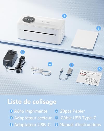 TATTMUSE Mini Bluetooth Thermal Label Printer, Shipping Label Printer 4x6, Postage Label Printer Compatible with Royal Mail, Evri, UPS, White - 8