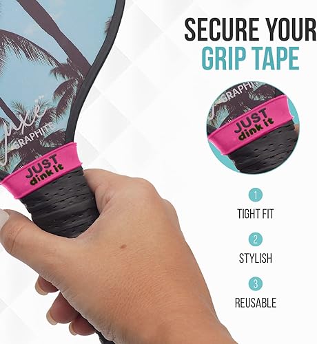 Miniatura 10 de Bandas de agarre de pickleball - Asegura la cinta de agarre - Talla única para todos los mangos de paleta - Banda de paleta de pickleball de