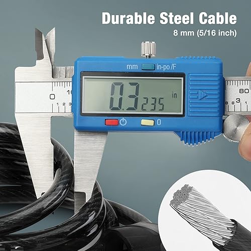 Miniatura 5 de ValueMax Cable de bloqueo de bicicleta de 4 pies, códigos de combinación reiniciables de 4 dígitos, con soporte de montaje seguro, para