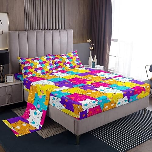 Vista 122 de Erosebridal Juego de sábanas de mariposa azul, tamaño matrimonial, sábanas de hongos y polilla de libélula, sábana encimera de fase lunar, sábana