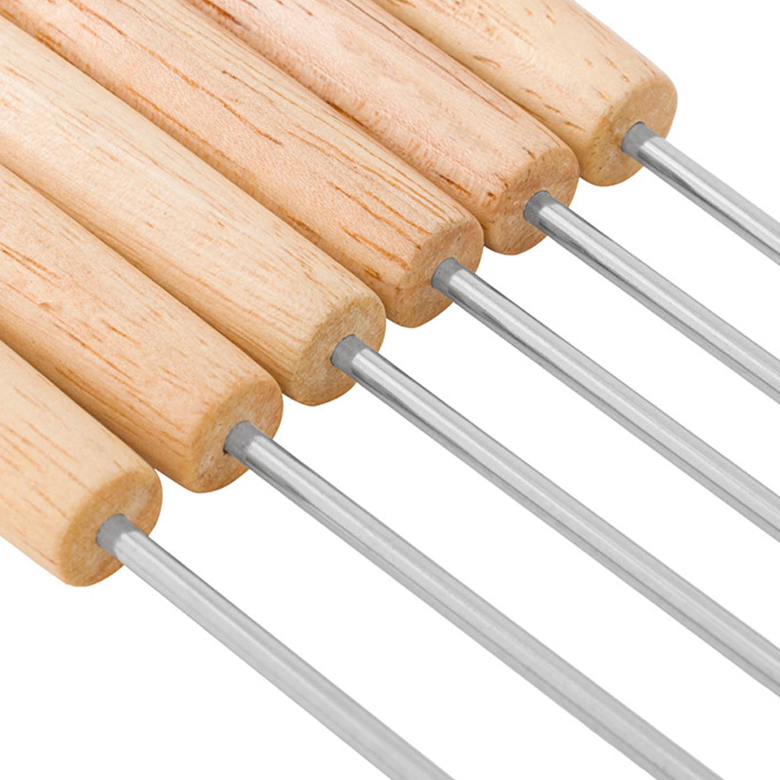 Stainless Steel Fondue Forks Cheese Fondue Sticks Smores Sticks with Wooden Handle Heat for Chocolate Cheese Picnic Camping 6pcs