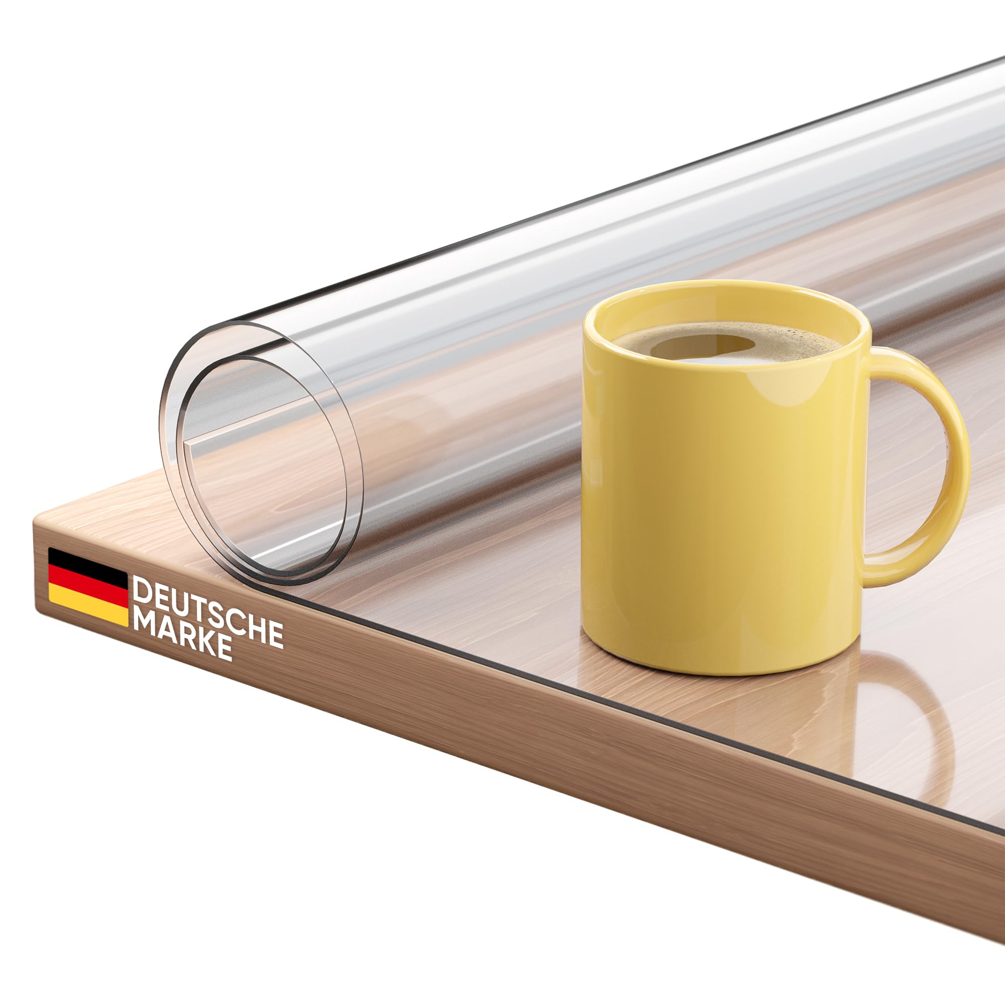 Björn&Schiller Pellicola trasparente con bordi smussati, spessore 2 mm, protezione tavolo 90 x 160 cm, tovaglia protettiva per tavolo, resistente al calore fino a 55 °C