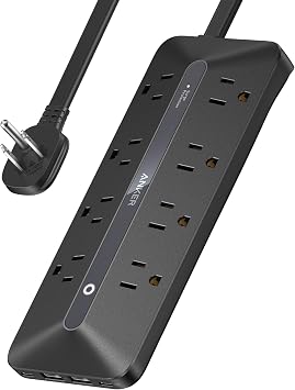 Anker Power Strip, 900J Surge Protector, 35W Max | Flat Plug Extension Cord with Multiple Outlets, 8 AC, 2 USB A, 2 USB C, 5ft Outlet Extender, Dorm Room Essentials,Home Office