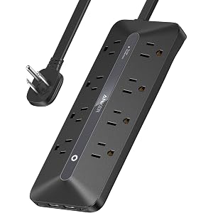 Anker Power Strip with 900J Surge Protector, Flat Plug Extension Cord with Multiple Outlets, 8 AC, 2 USB A & 2 USB C Ports for 35W Max, 5ft Outlet Extender, Dorm Room Essentials, Home Office