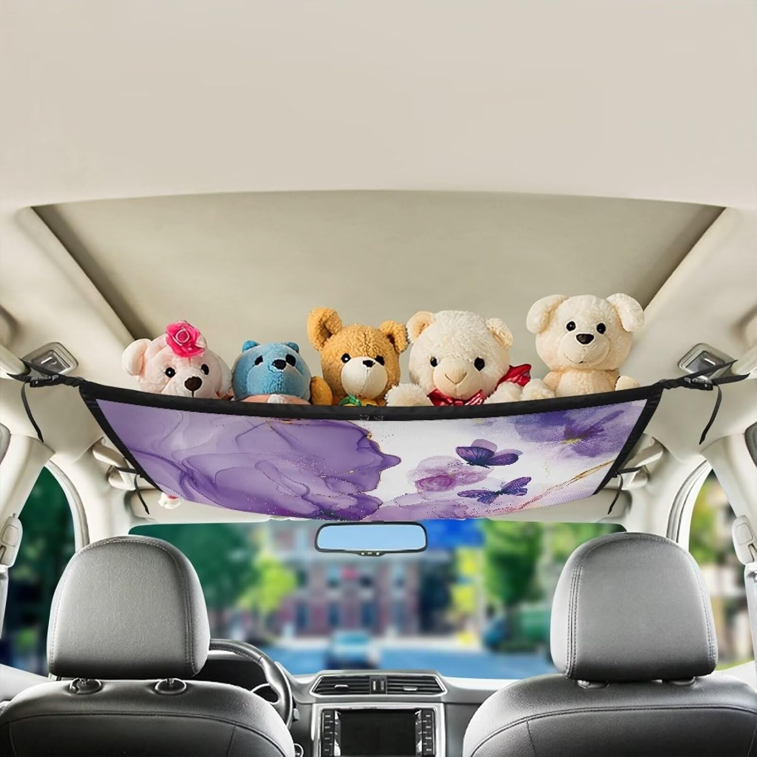 Tupalatus Purple Render Car Ceiling Cargo Net Pocket 31"x24" Universal Durable Adjustable Droop Less Storage Organizer Truck SUV Travel Long Road Trip Camping Interior Accessories
