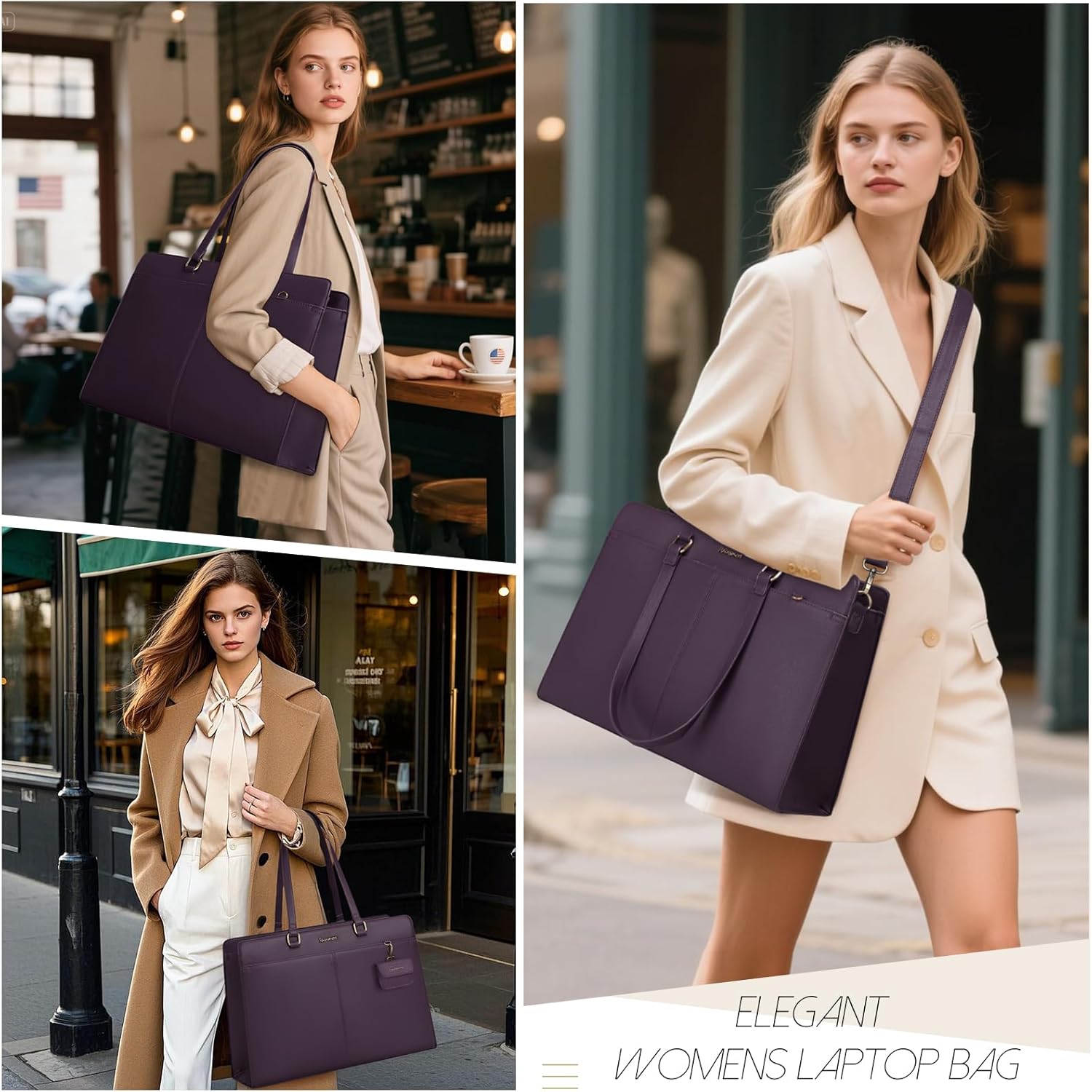 RAINSMORE Laptop Bag for Women 15.6 Inch Work Tote Bags Waterproof Leather Laptop Computer Tote Professional Briefcase - Image 2