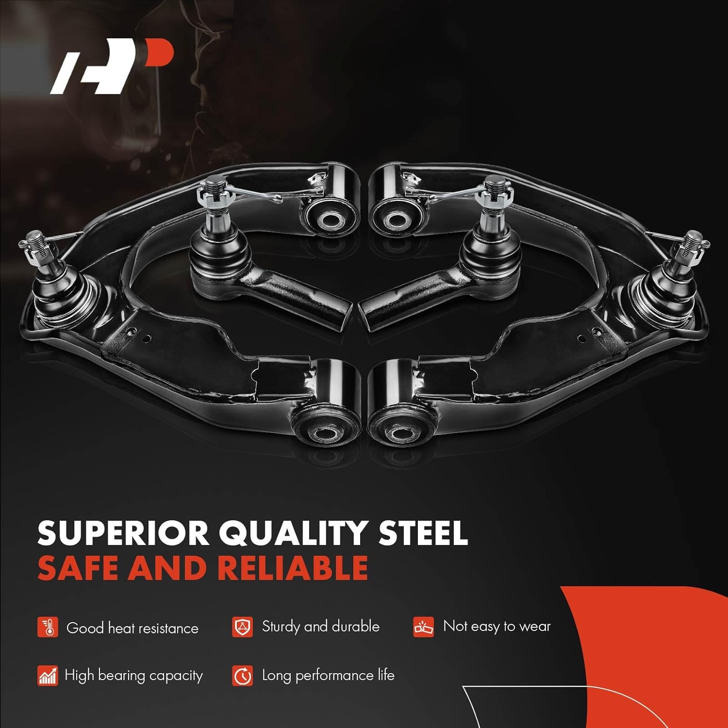 A-Premium Set of 4, Front Upper Control Arm, Outer Tie Rod End, Compatible with Nissan Frontier 1998-2004, Xterra 2000-2004