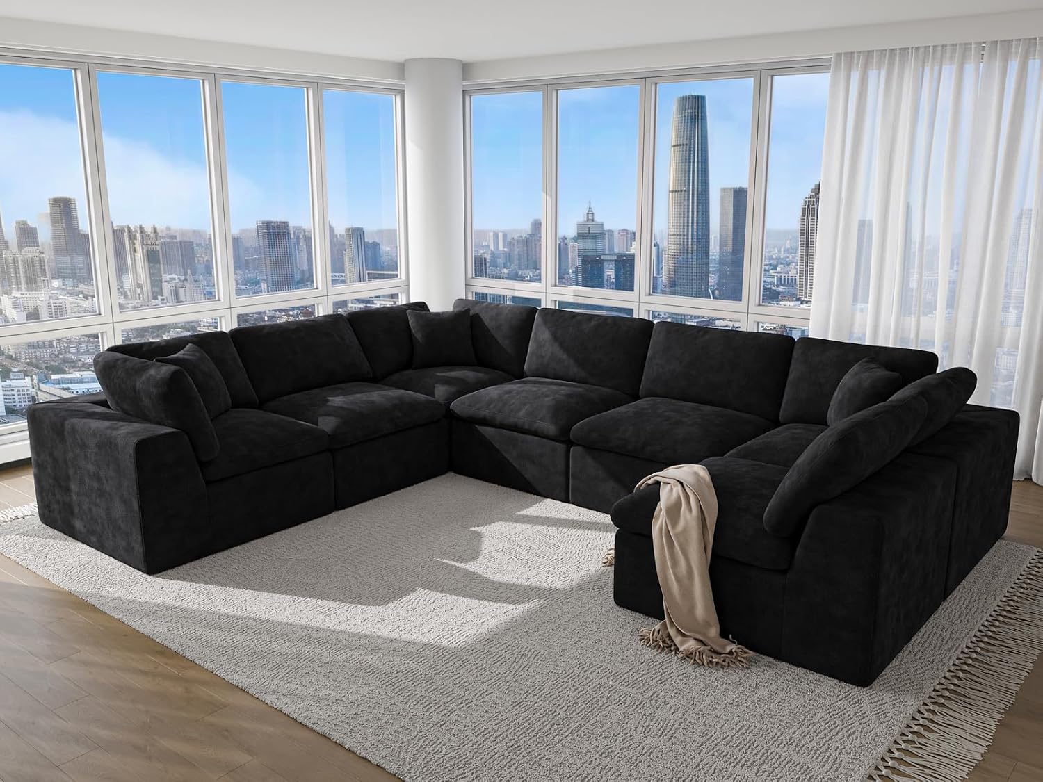 76.8” Loveseat Sofa 丨 Cloud Sectional Couches for Living Room and Bedroom 丨 Boneless Couch with Nice Back Support 2 Seater Warm White Chenille