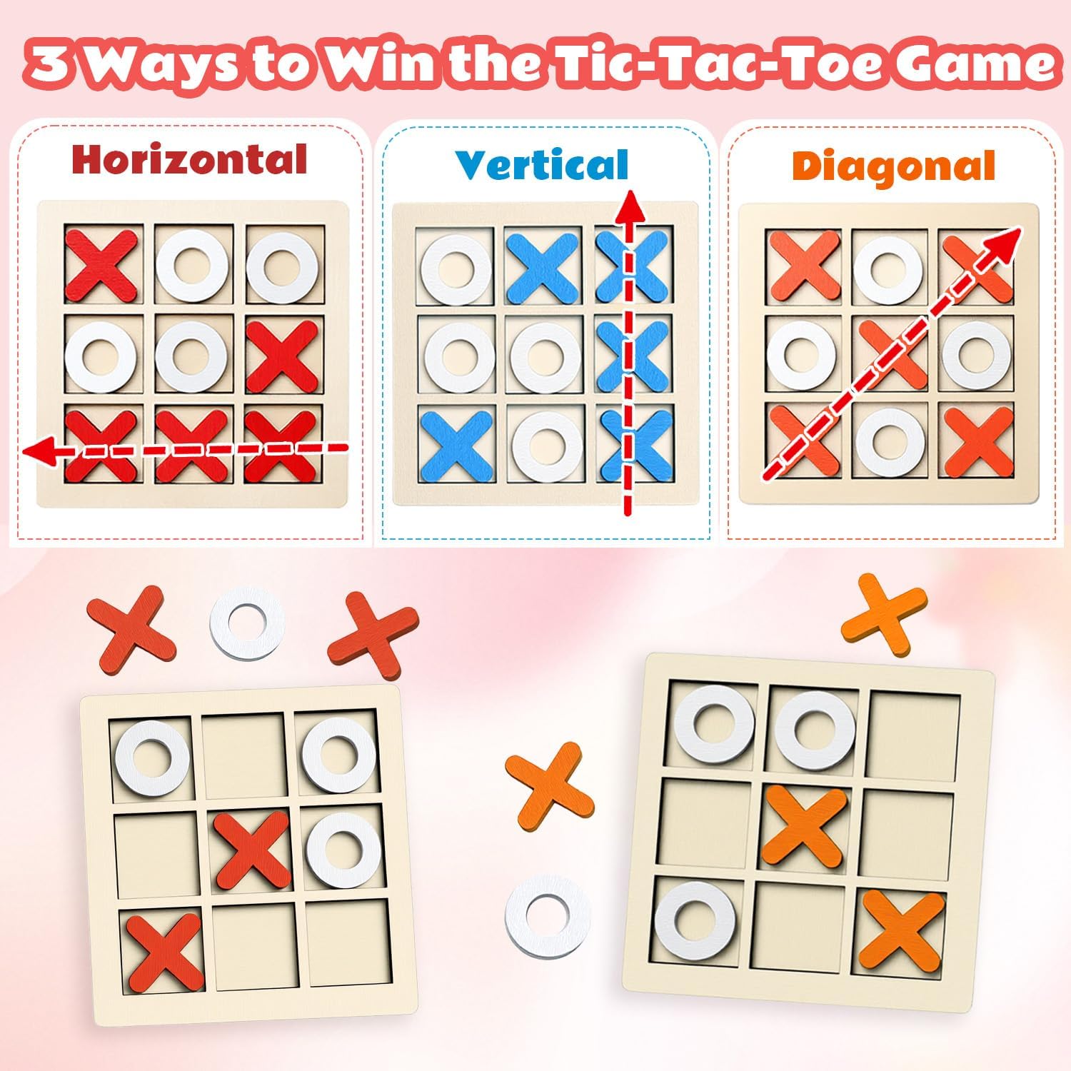 24 Packs Wooden Tic Tac Toe Board Game Party Favors for Kids Ages 3-5 4-8 8-12 Goodie Bags Stuffers for Birthday, Party Children Toys,Classroom Gifts