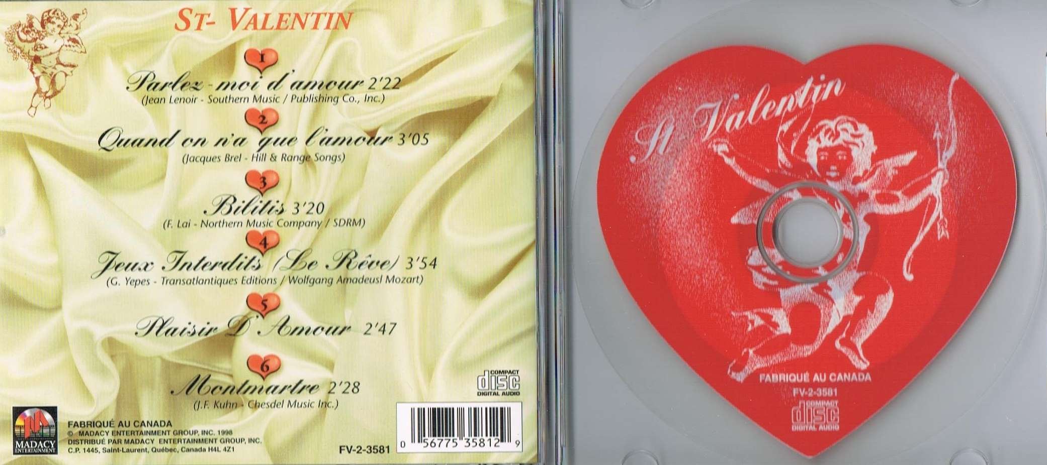 St-Valentin (Picture Disc Collection) [Audio CD] various artists (Signing & instrumental)
