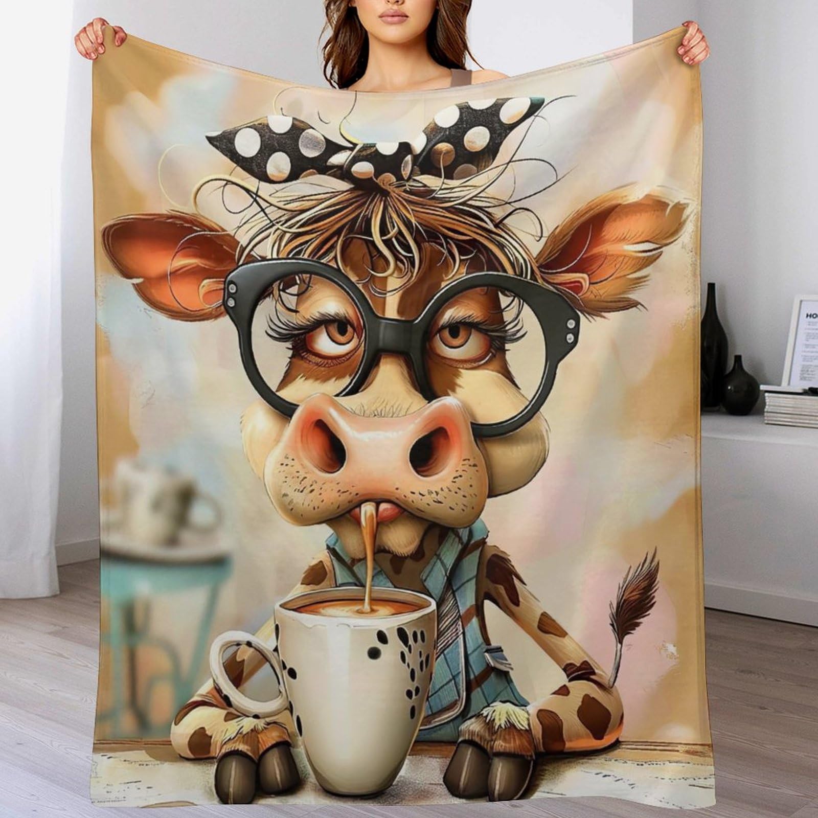 Couverture vache plaid canapé douce chaude flannel lit