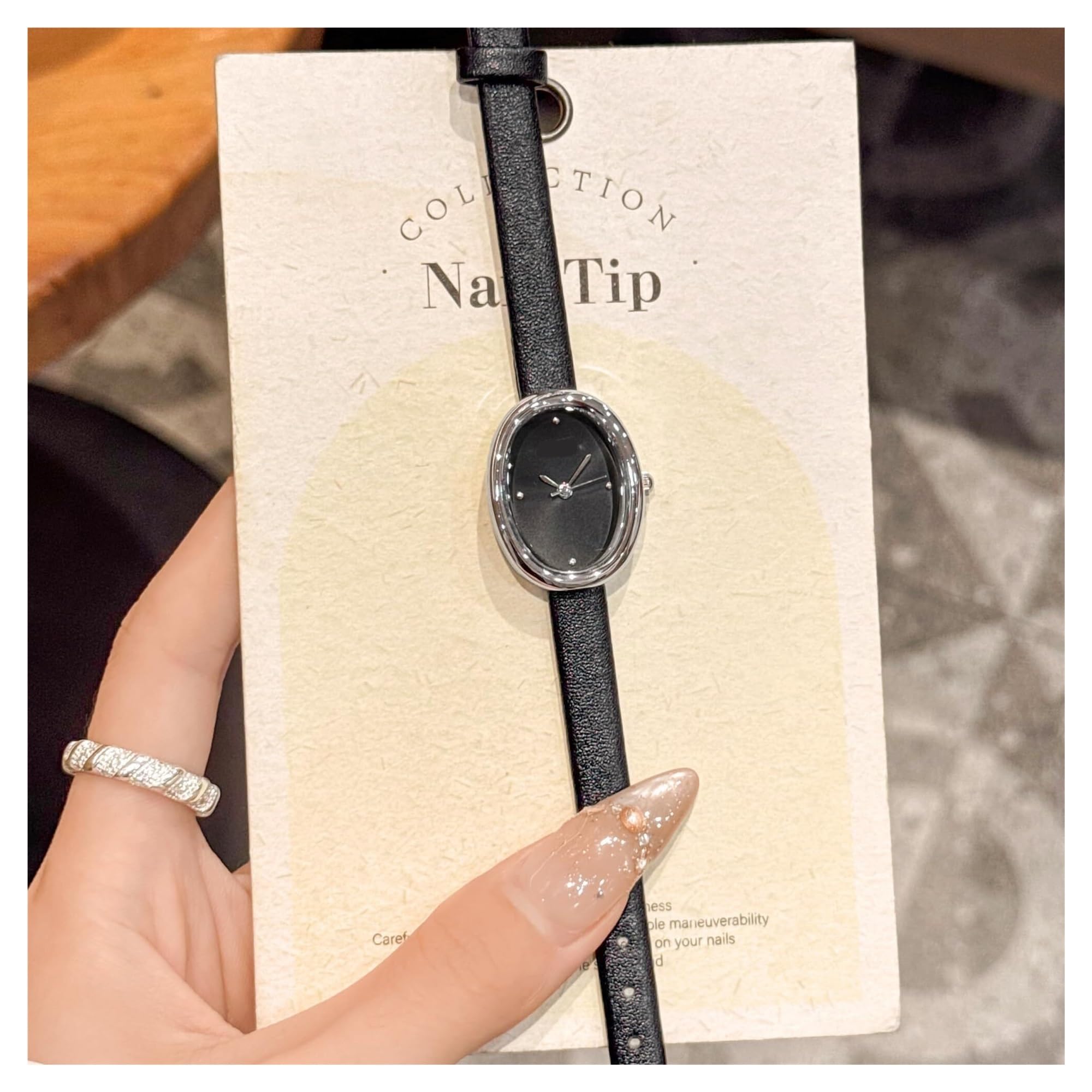 Orologio da donna retrò con quadrante ovale, casual, al quarzo, con cinturino in pelle, elegante e delicato braccialetto Orologio da polso