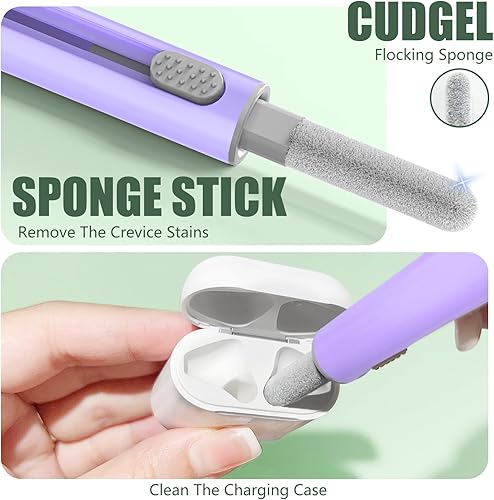 Miniatura 4 de Paquete de 1 kit de limpieza para auriculares AirPods Pro 1, 2, 3, kit de limpieza con forma de bolígrafo con cepillo suave, herramienta de esponja