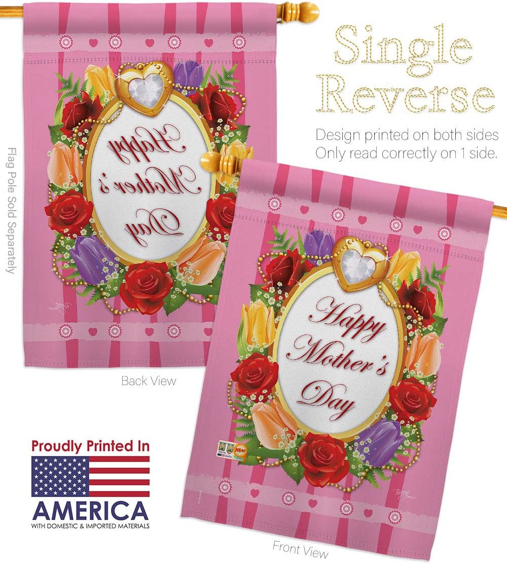 Happy Mothers Day House Flag Family Mother Mom Mama Grandma Love Flowers Parent Sibling Relatives Grandparent Small Decorative Gift Yard Banner Made In USA 28 X 40